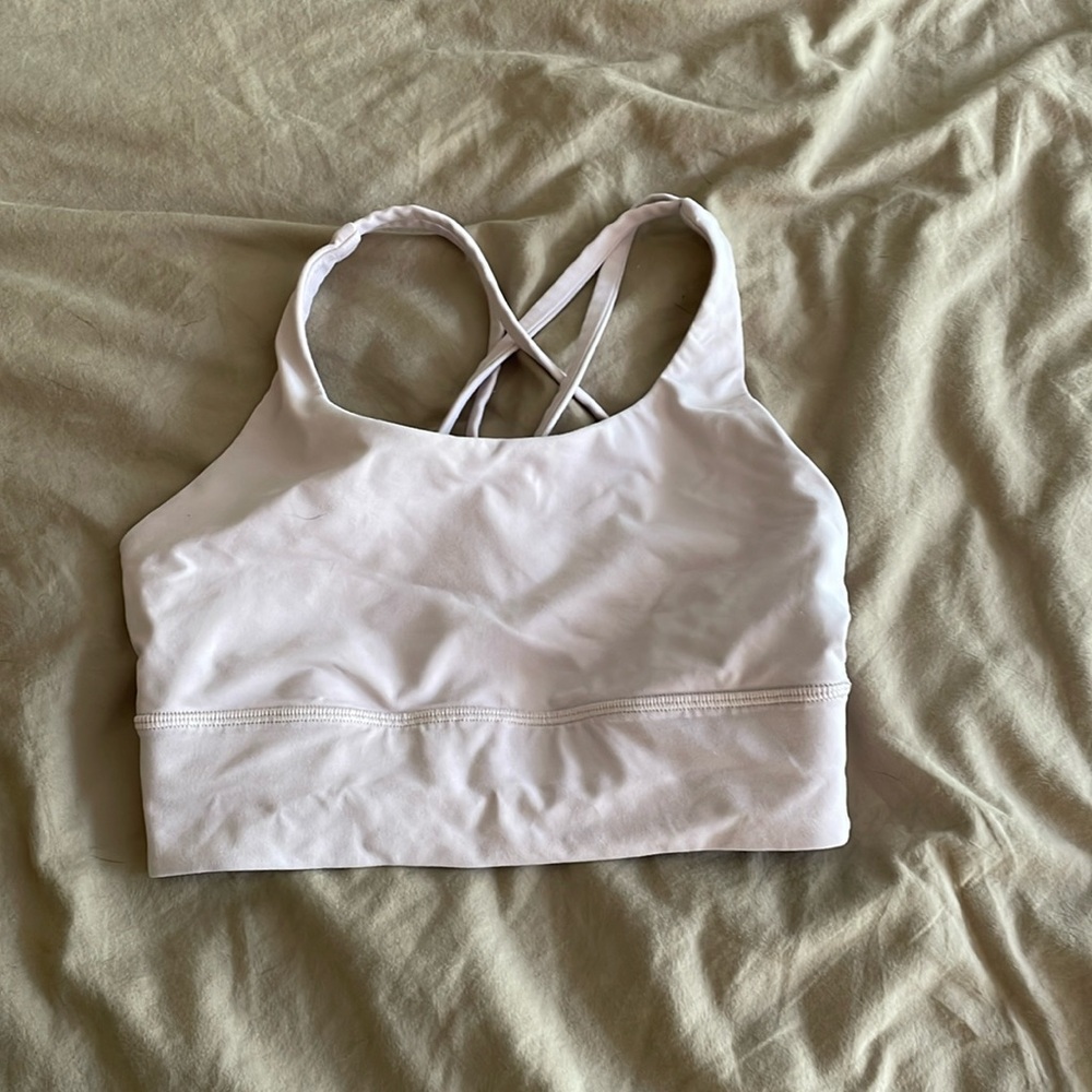 Light pink longline sports bra